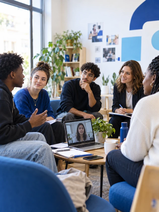 Jeunes majeur·es et professionnel·les participant à un webinaire de Cause Majeur !